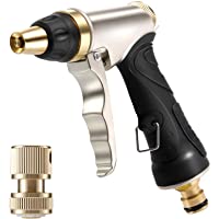 Vintoney pistola manguera jardin- pistola de riego de alta presión con boquilla de latón completa- 4 patrones de riego…